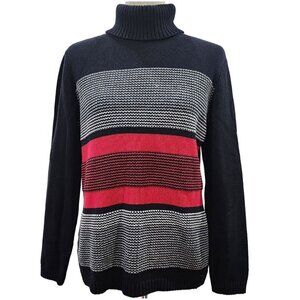 Karen Scott Petites Cotton Color Block Turtleneck Sweater‎ Black And Red Size Pm